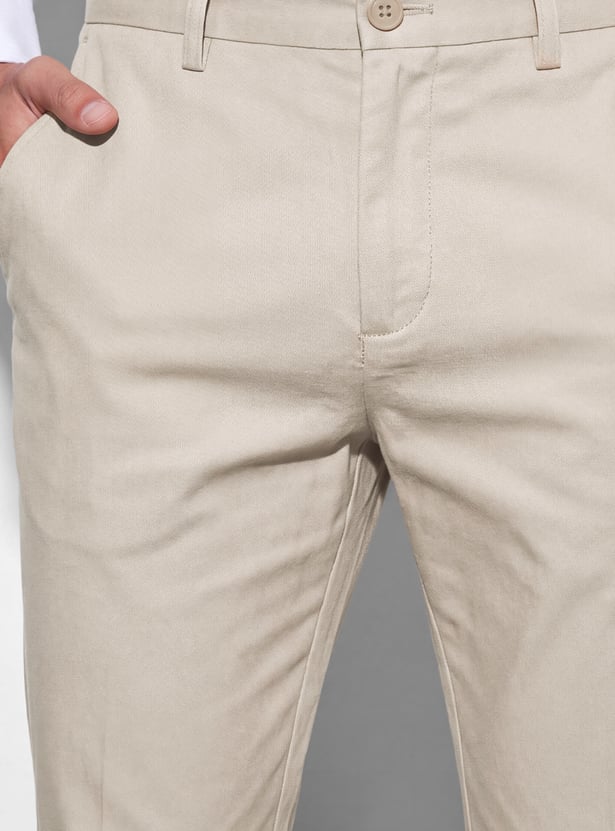 CODE Solid Slim Tapered Formal Trousers