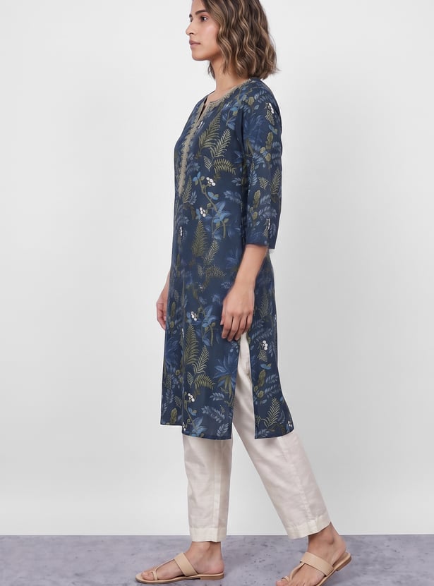 MELANGE Floral Print Straight Kurta