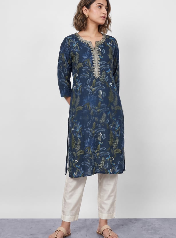 MELANGE Floral Print Straight Kurta