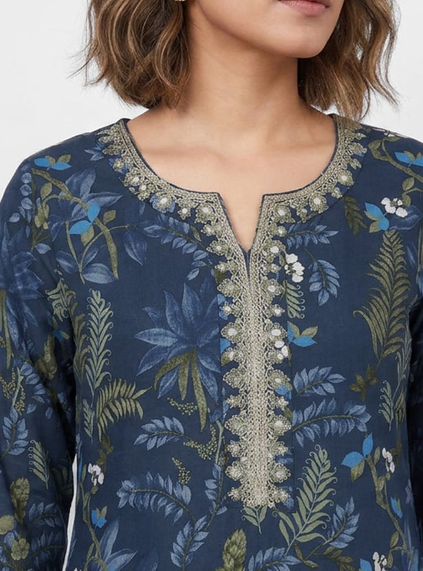 MELANGE Floral Print Straight Kurta