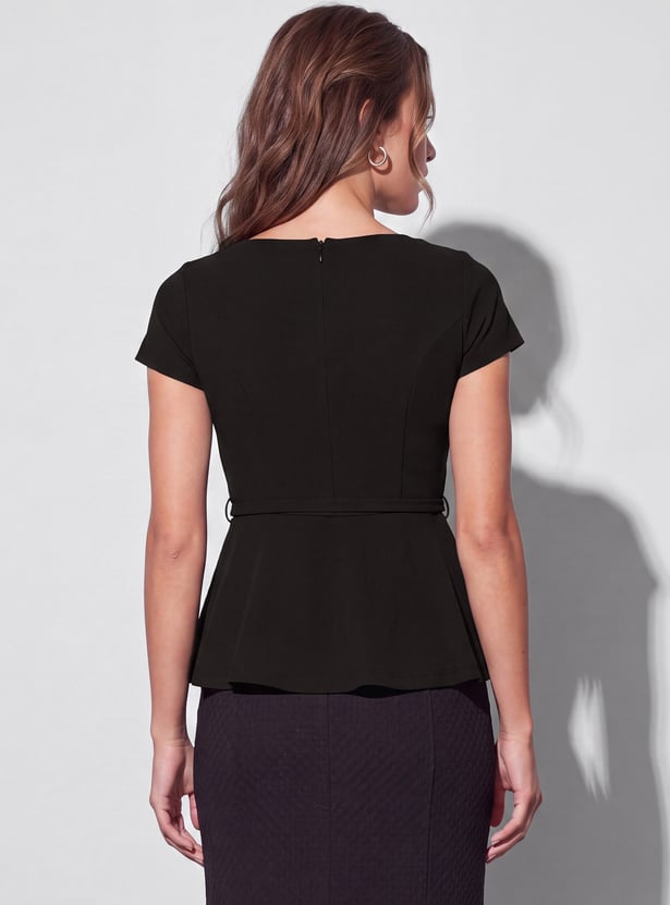 CODE Solid Peplum Top