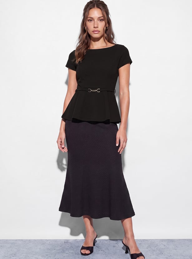 CODE Solid Peplum Top