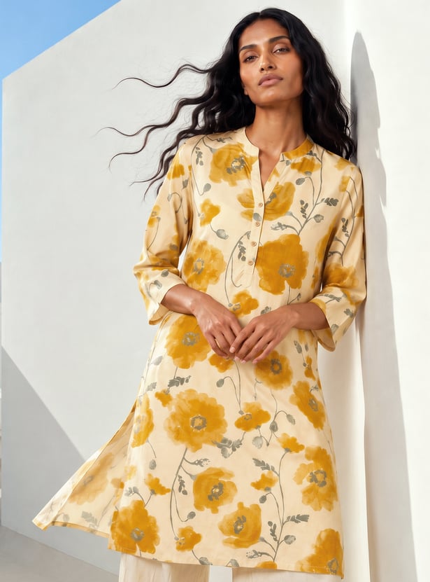 MELANGE Floral Print Straight Kurta