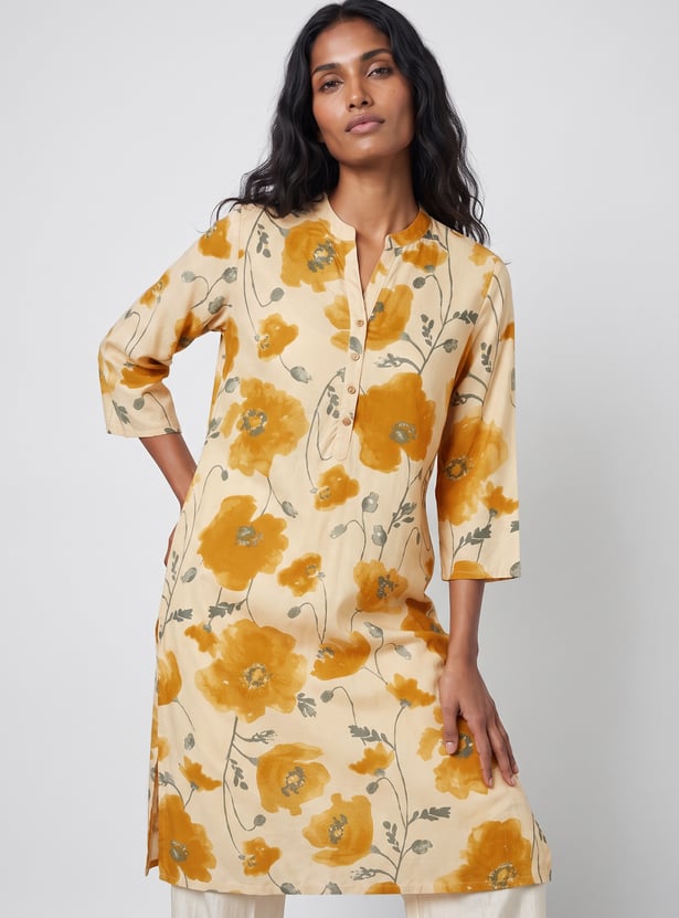 MELANGE Floral Print Straight Kurta