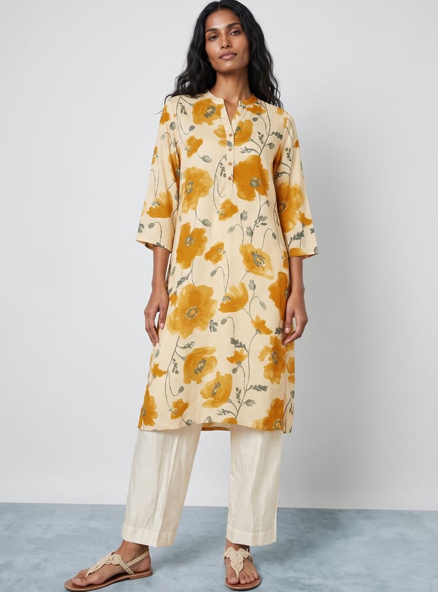 MELANGE Floral Print Straight Kurta
