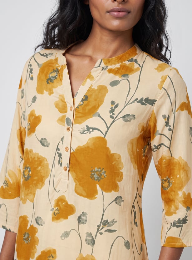 MELANGE Floral Print Straight Kurta