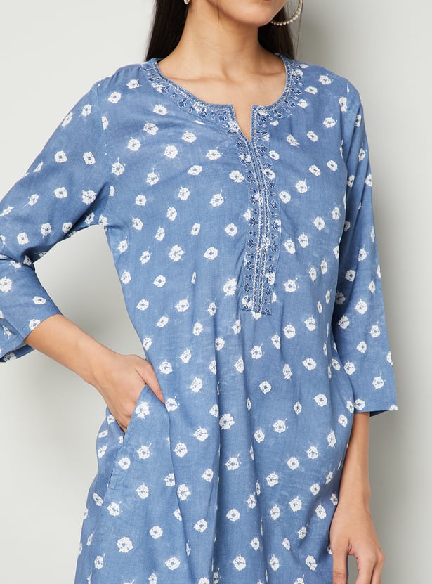 MELANGE Bandhani Print Straight Kurta