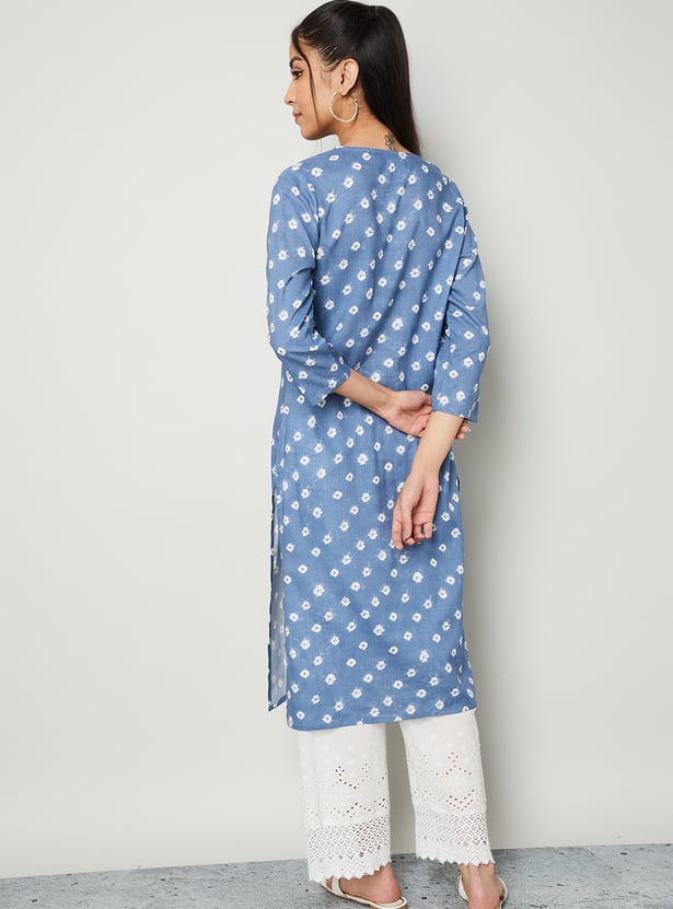 MELANGE Bandhani Print Straight Kurta
