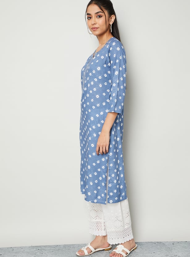 MELANGE Bandhani Print Straight Kurta