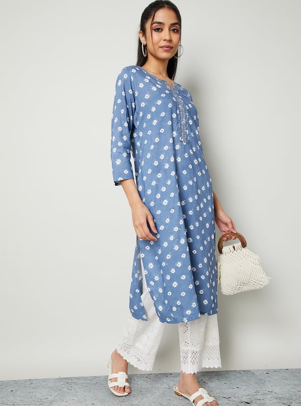 MELANGE Bandhani Print Straight Kurta
