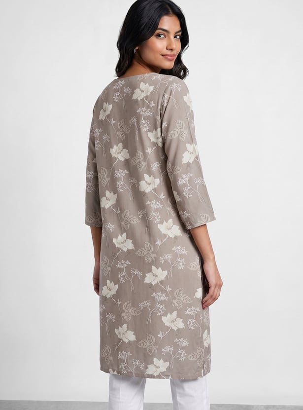 MELANGE Floral Print Straight Kurta