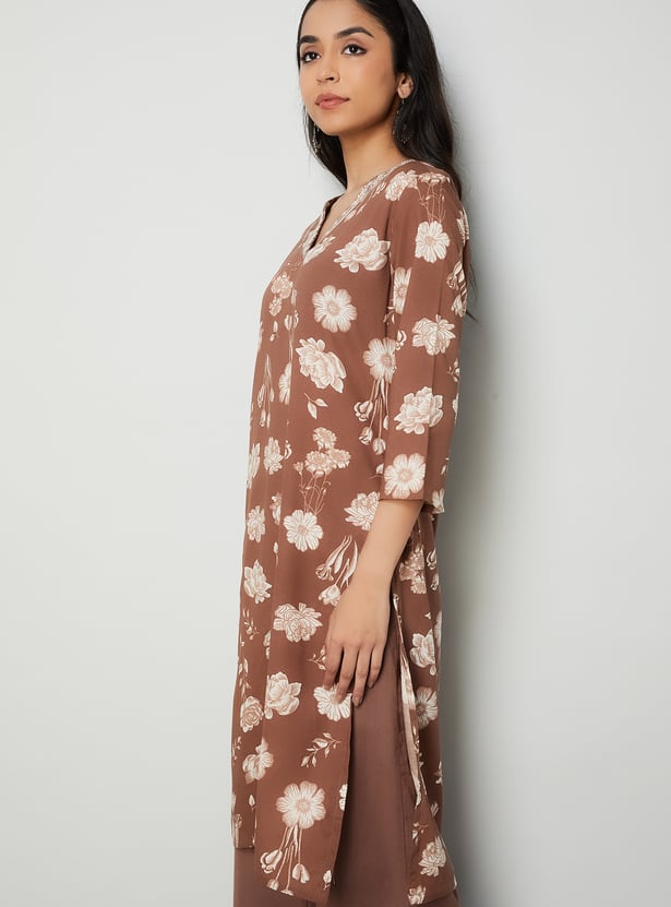 MELANGE Floral Print Straight Kurta