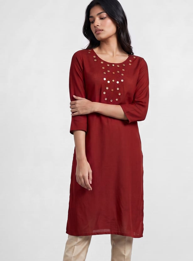 MELANGE Embroidered Straight Kurta