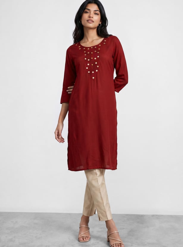 MELANGE Embroidered Straight Kurta