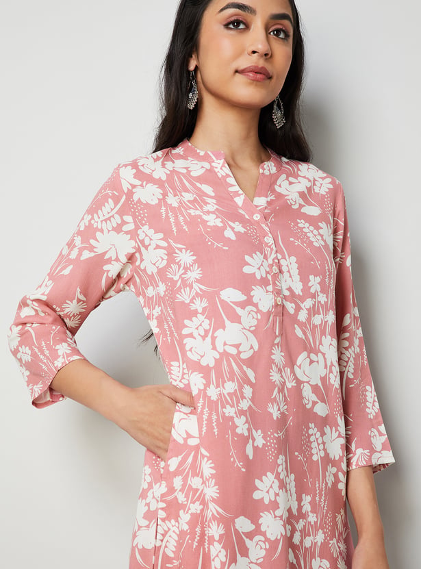 MELANGE Floral Print Straight Kurta
