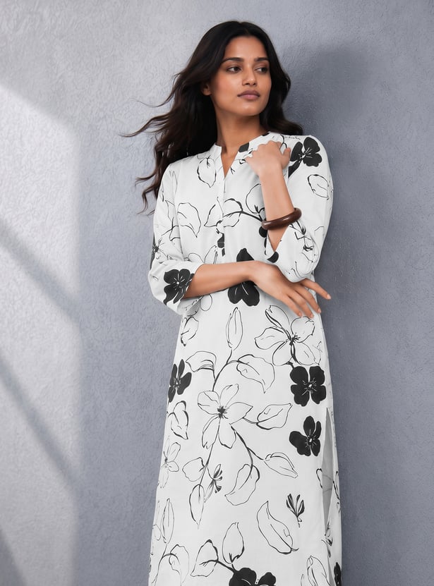 MELANGE Floral Print Straight Kurta