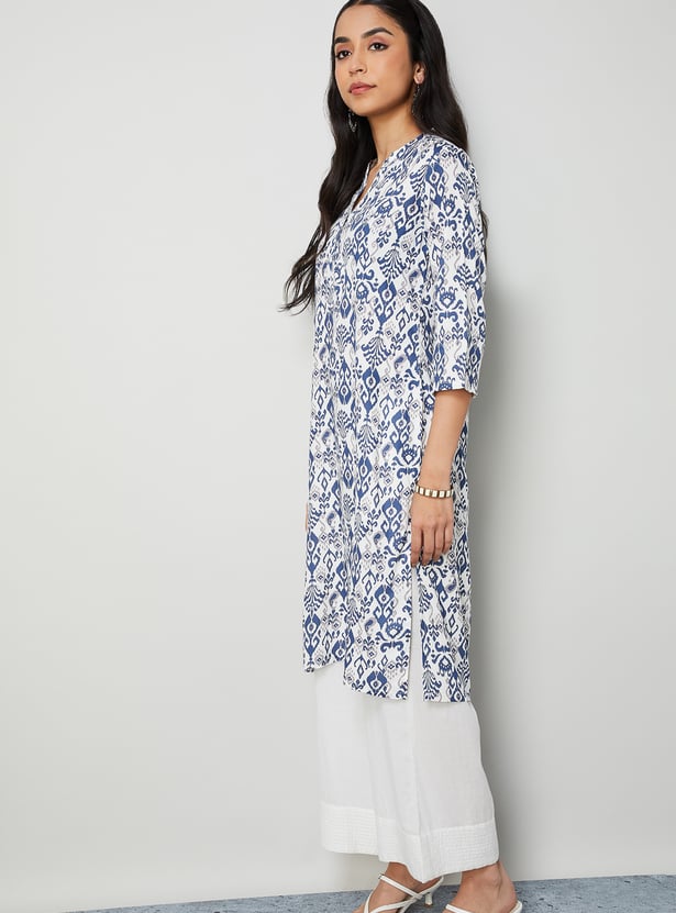 MELANGE Ikat Print Straight Kurta