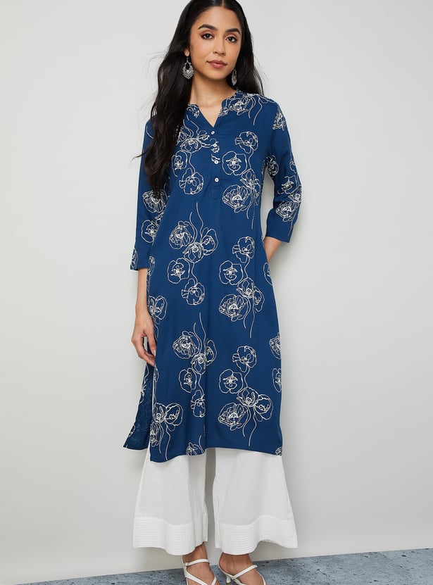 MELANGE Floral Print Straight Kurta