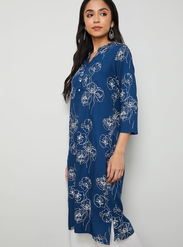 MELANGE Floral Print Straight Kurta