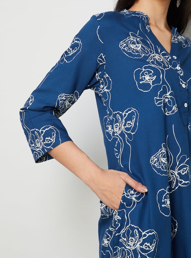 MELANGE Floral Print Straight Kurta