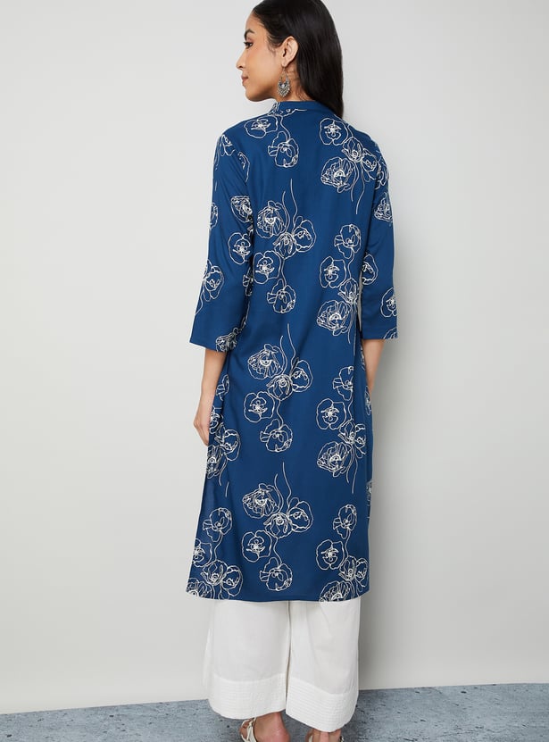 MELANGE Floral Print Straight Kurta