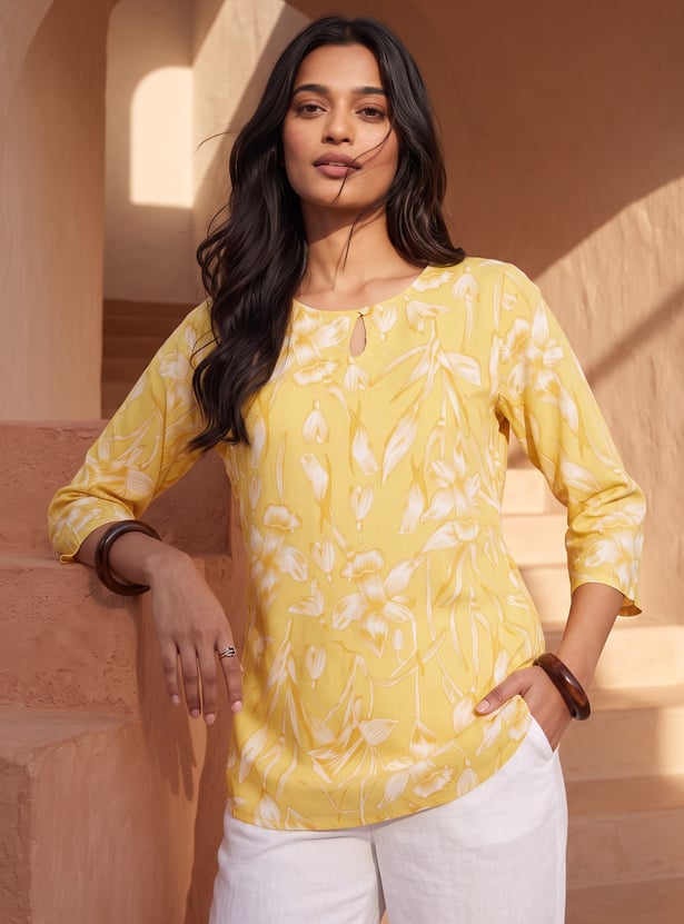 MELANGE Floral Print Straight Kurti