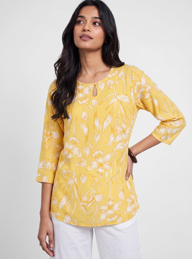 MELANGE Floral Print Straight Kurti