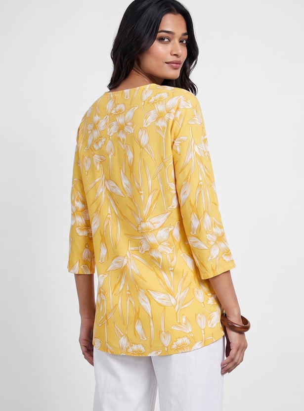 MELANGE Floral Print Straight Kurti