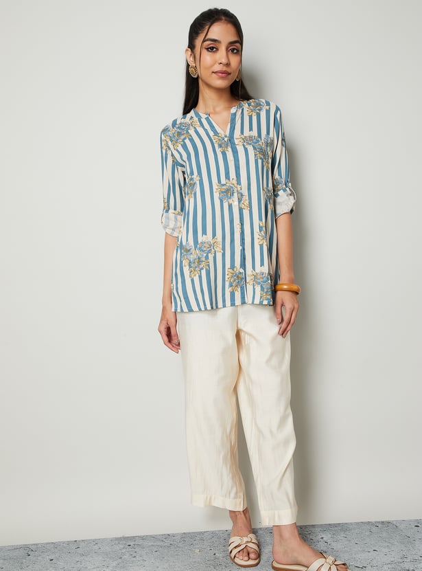 MELANGE Striped Straight Kurti