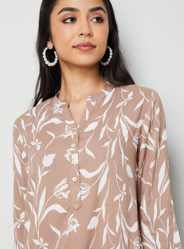 MELANGE Floral Print Straight Kurti