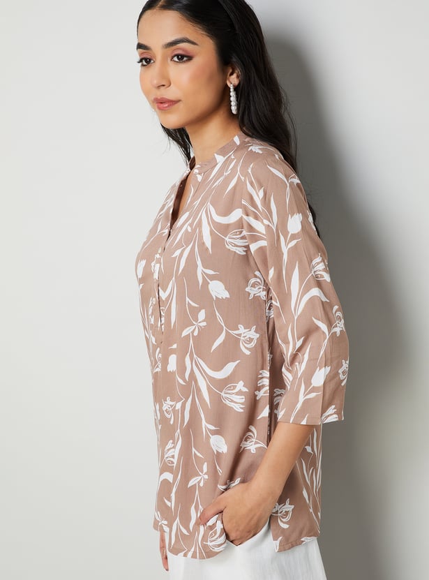 MELANGE Floral Print Straight Kurti