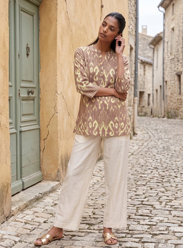 MELANGE Ikat Motif Print Straight Kurti