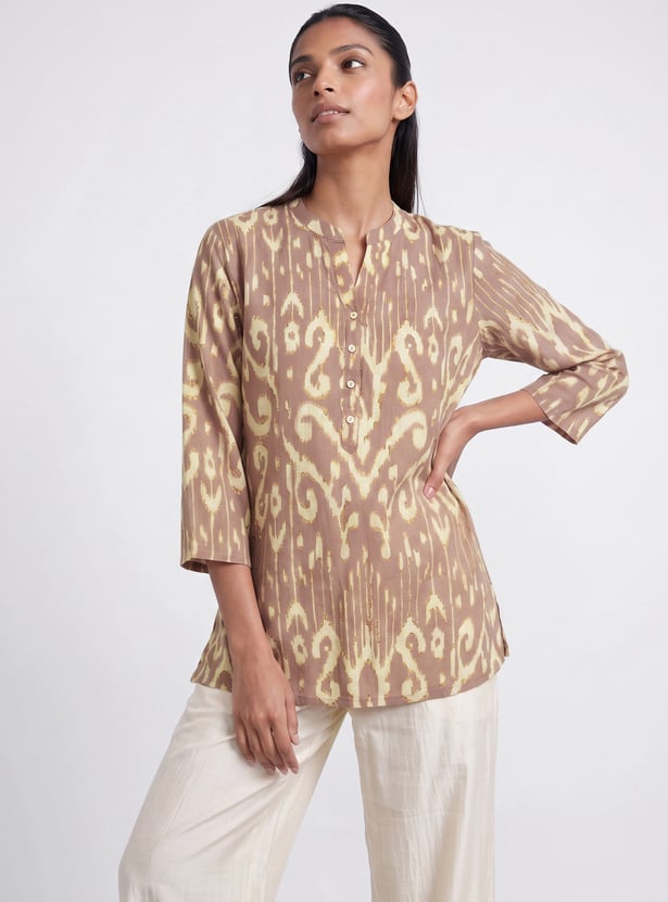 MELANGE Ikat Motif Print Straight Kurti