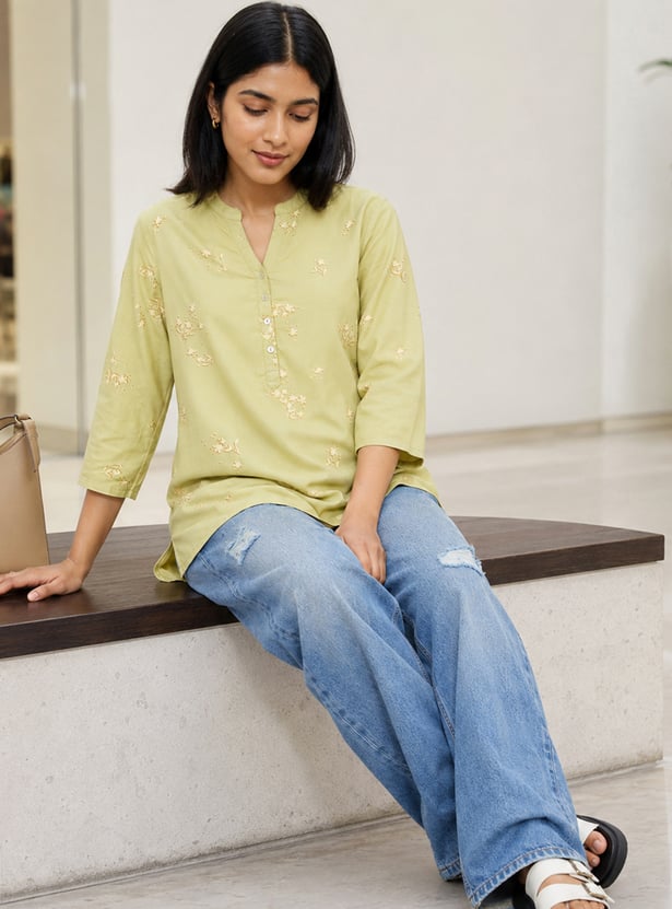 MELANGE Floral Print Straight Kurti