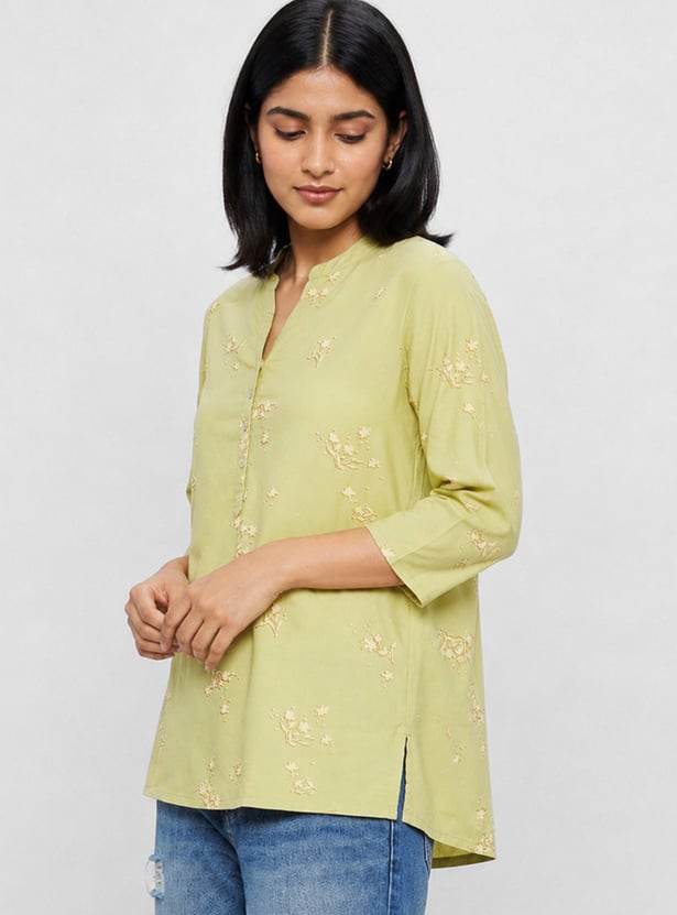 MELANGE Floral Print Straight Kurti