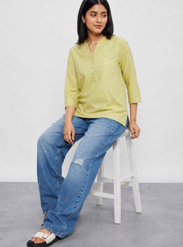 MELANGE Floral Print Straight Kurti