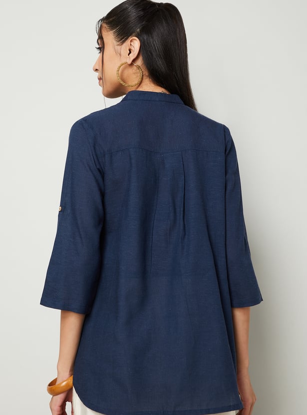 MELANGE Solid Buttoned Straight Kurti