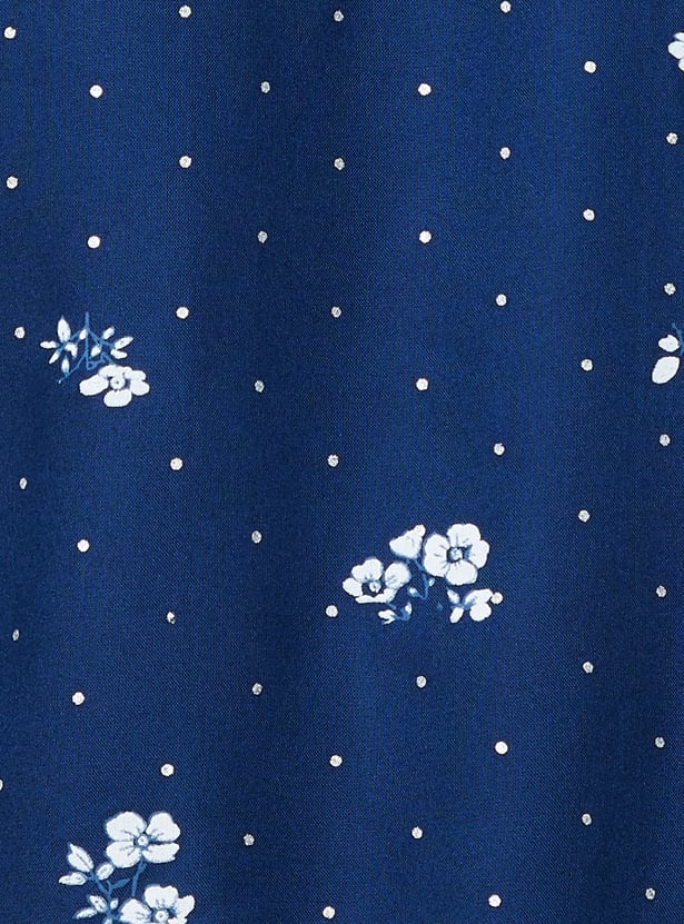 MELANGE Floral Print Round Neck 3/4th Sleeves Kurti