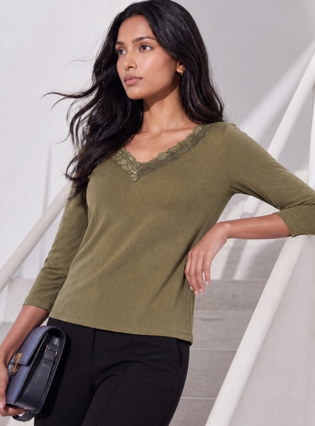 CODE Lace Trim T-shirt