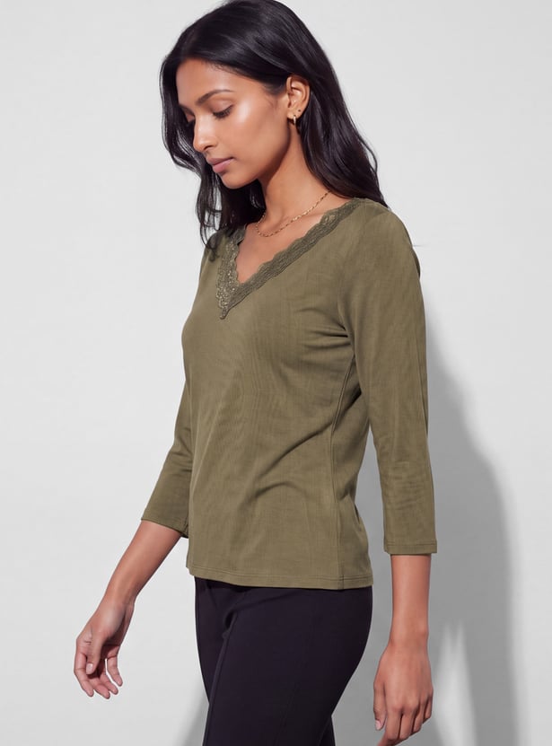 CODE Lace Trim T-shirt