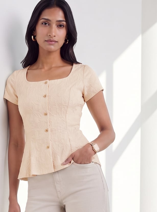 CODE Floral Jacquard Top