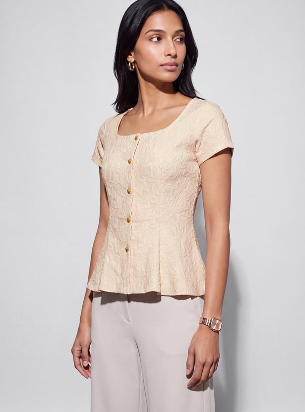 CODE Floral Jacquard Top