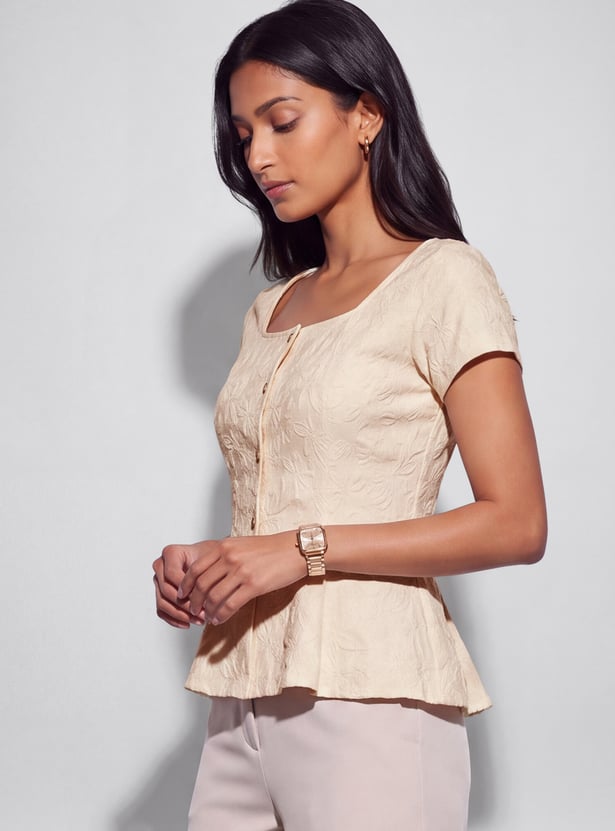 CODE Floral Jacquard Top