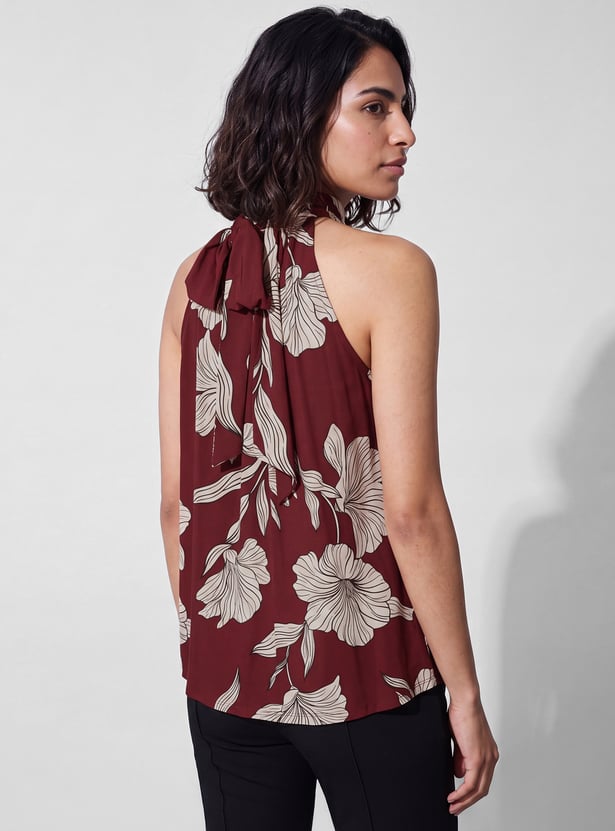 CODE Floral Print Halter Neck T-shirt
