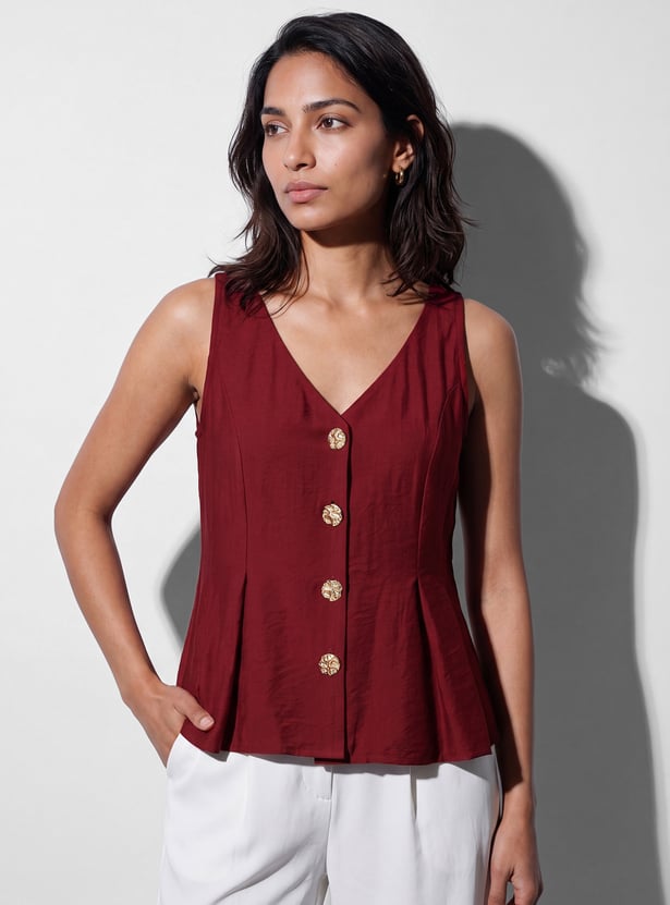 CODE Solid Button Closure Top