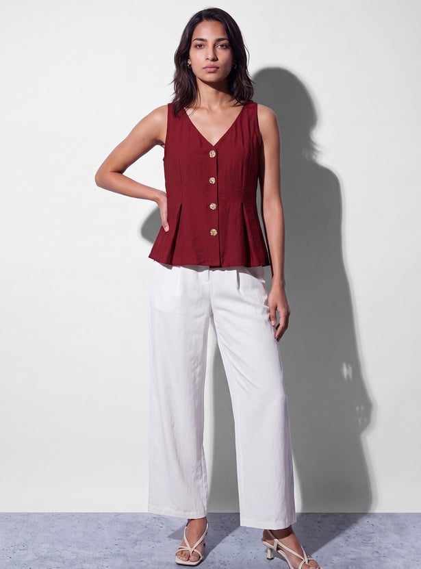 CODE Solid Button Closure Top
