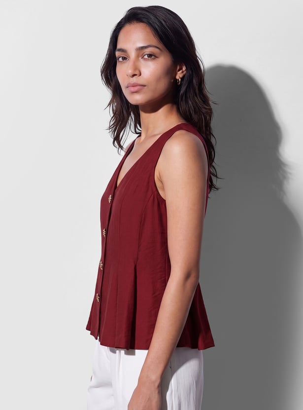 CODE Solid Button Closure Top