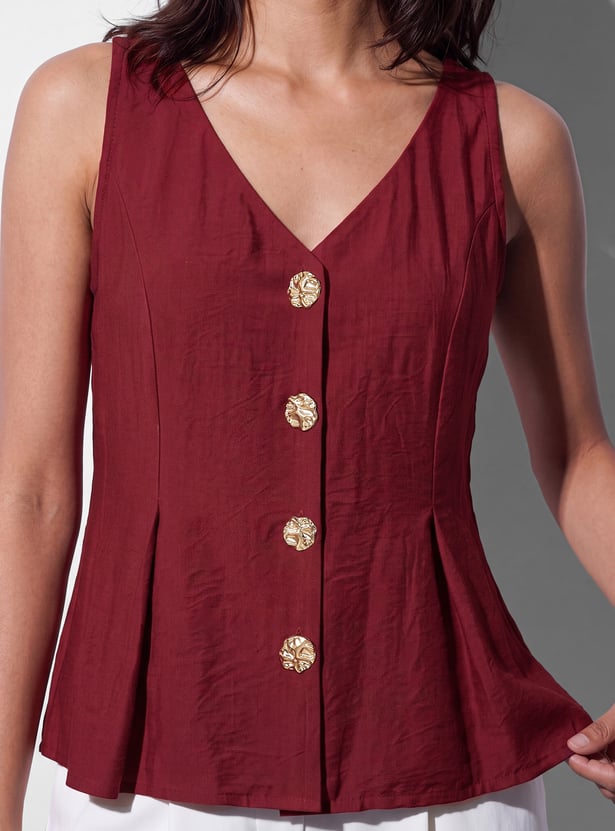 CODE Solid Button Closure Top