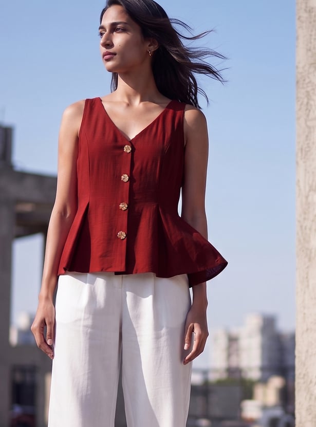CODE Solid Button Closure Top