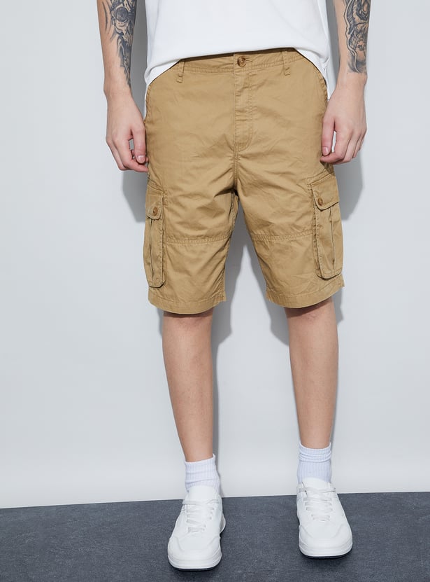 FAME FOREVER Solid Cargo Shorts